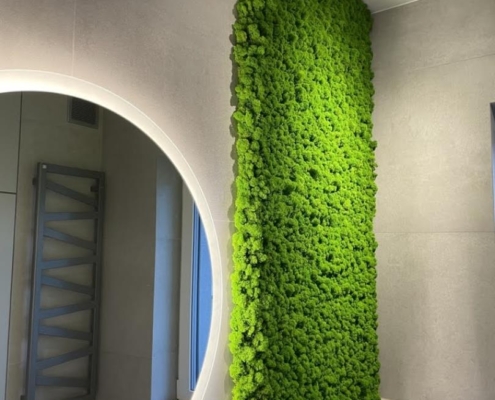 zielona ściana z kwiatów